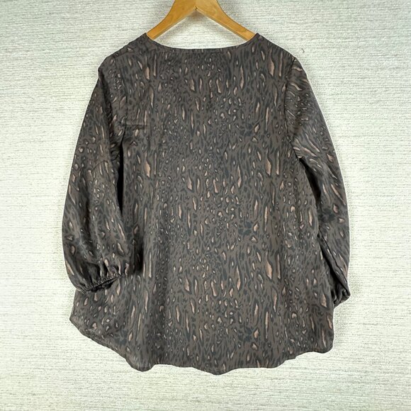 Bobeau Animal Print Brown/Black Blouse M Whimsigoth Fairy Grunge Baddie Boho - Picture 3 of 9